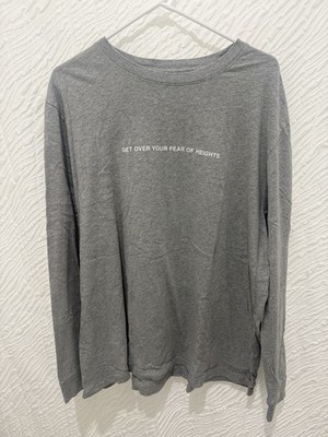 Nike Shirt Mens Gray Long Sleeve Fear Of Heights 2 Side Print Spellout Sz 2XL