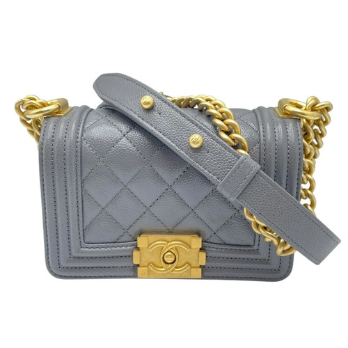 CHANEL Boy Chanel 15 A67364 Grey GHW Caviar Shoulder Bag #1005
