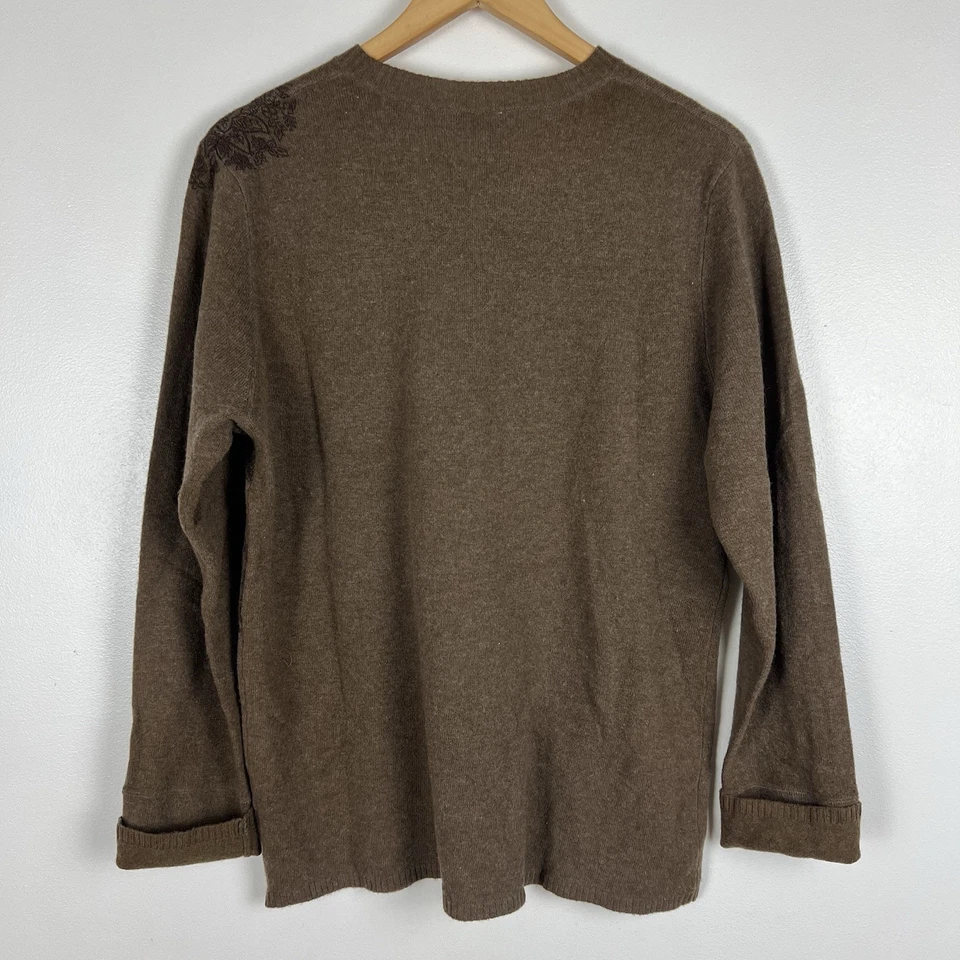 Vintage Express Brown LambsWool Sweater sz M Paisley Relaxed Fit Grunge Y2K 90s - Image 4 of 4