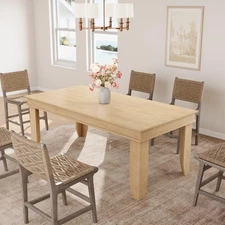 Farmhouse Dining Table for 8 Person 71"L Rectangular Wood Kitchen Tables 4 Color