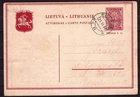 Lithuania 1938 stamped card, AJ. No35 I, sent from Plunge to Germany