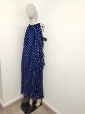 BNWT rrp £90 Joanna Hope foil gold print ruffle navy maxi dress size UK 20