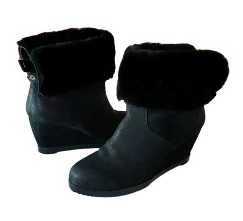 Eileen Fisher GLAD Matte Washed Nubuck/Fur Boots Wom Women's Size 10 - Picture 6 of 14