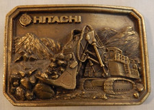 Vintage Hitachi Excavator Brass Belt Buckle