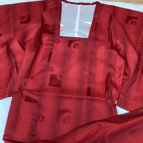 Japanese Vintage Michiyuki Coat Red Fan Pattern Kimono Jacket