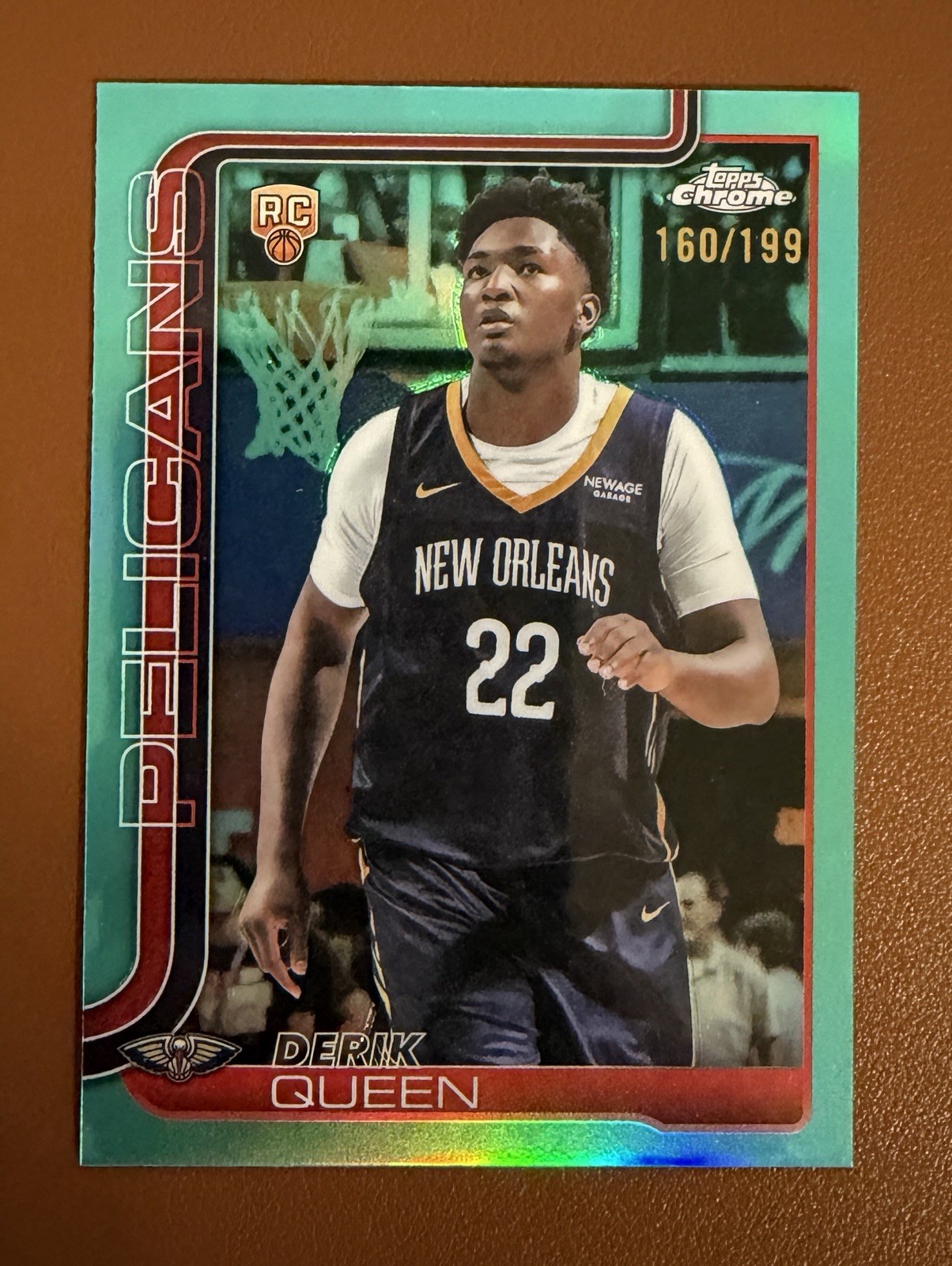 DERIK QUEEN 2025-26 Topps Chrome #263 Aqua Refractor /199 Pelicans