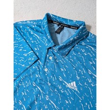 NEW Adidas Polo Shirt Mens XL Blue Primeblue Parley Abstract Print Golf S/S