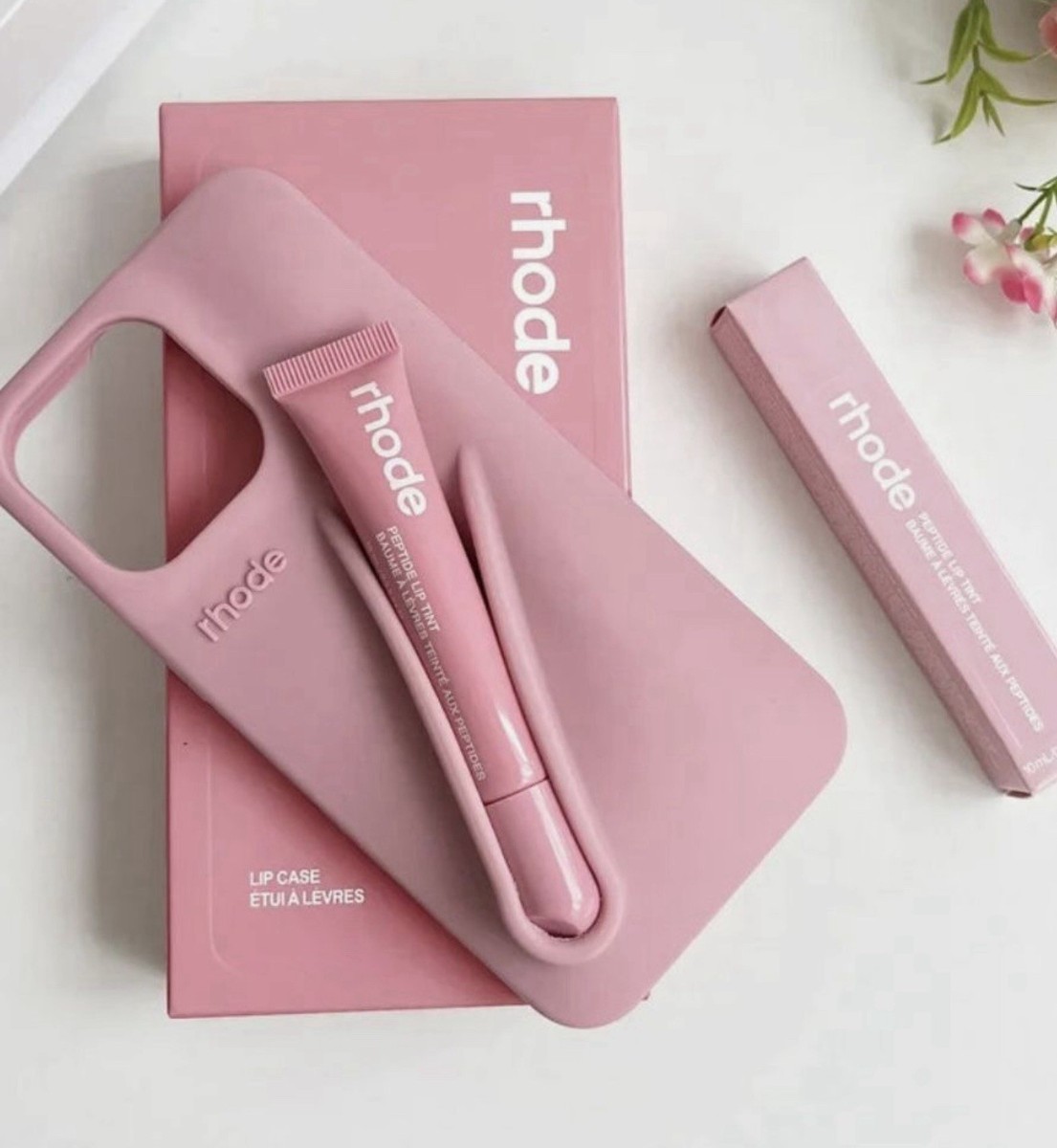 Rhode iPhone Case with Lip Tint by Hailey Collection Tone “Ribbon