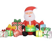 Outsunny 4.4' Christmas Inflatables Santa Claus w/ White LED Lights