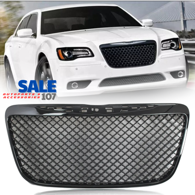 SRT8-Style Front Upper Grille For 2011–2014 Chrysler 300 – Chrome Frame & Gloss Black Insert, ABS Plastic