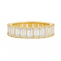 14K Gelbgold Kunstdiamanten Grown Diamant Oktagon Volle Ewigkeit Ehering Damen