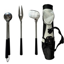 Outset Stainless Steel Golf Club Grill Tool Set w/ Golf Bag, Spatula BBQ