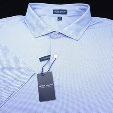 Peter Millar Golf Polo Shirt -XXL- Purple Blue Tailored Micro Dot Summer Comfort