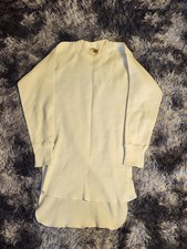 Vintage 70s Hanes Waffle Thermal Shirt Ivory Long Sleeve Mens Medium Green Tag