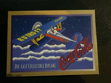 Vintage 1997 Coca Cola Die Cast Collectible Stearman Biplane W/ Polar Bear Pilot