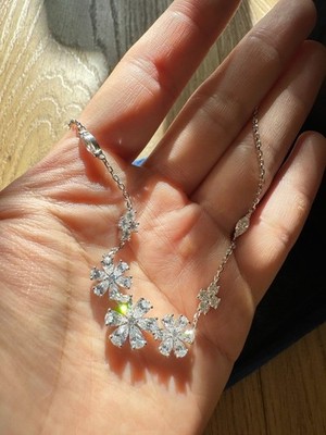 HW Style Vergissmeinnicht Halskette S925 Silber Lab Created Diamant verstellbar