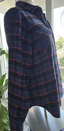 Wrangler 1/2 Zip Men's Women's Long Sleeve Blue Plaid Fleece Cowboy Shirt Size M - Picture 4 of 10