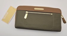 MICHAEL KORS Colgate Olive Green Nylon NWT Zip Around Wallet -1529