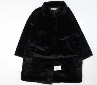 J'aime La Vie Paris Damen Mantel schwarz Kunstfell mittellang M