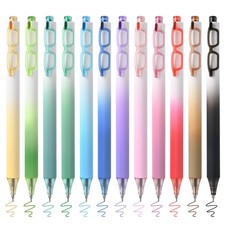 12 PCS Colored Gel Pens 0.5mm Fine Point Retractable Quick Dry Colorful Ink