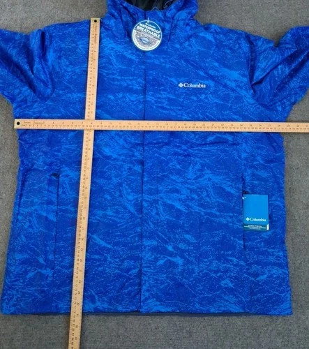 Columbia Jacket Men's 2XL Watertight Printed Hooded Waterproof Blue Full Zip image 14