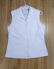 Camicia bianca senza maniche con bottoni LL Bean M Reg Cottage Heritage Classic