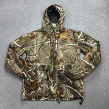 RealTree Jacket Adult Small Brown Workwear Camo Rain Hunting Hood Lined Men*