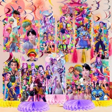 KPOP MUSIC HUNT PARTY SUPPLIES BIRTHDAY DECORATION BALLOON TABLEWARE SWIRL