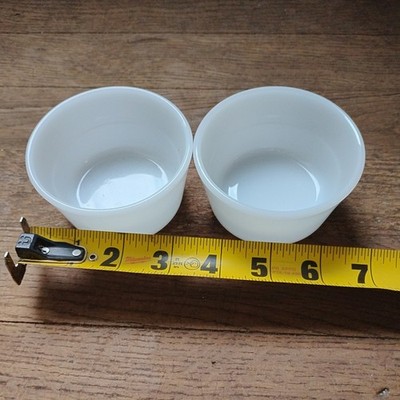 Glasbake Custard, Dipping, Baking Cups/Bowl Set Of 2 Vintage Milk Glass