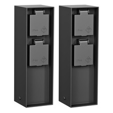 2x colonna presa da giardino POKU per esterno IP44 a 2 vie plastica nera