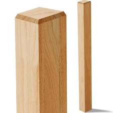 1 Pcs Red Oak Stair Newel Post 3.5 x 48 Inches, Solid Wood Square Stair Post ...