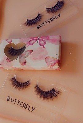 BUTTERFLY Full Volume Black Strip Eyelashes, Long Reusable Lashes