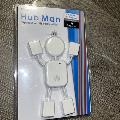 NEW VIVITAR USB 4 PORT White  HUBMAN CHARGE & CONNECT MULTIPLE DEVICES AT ONCE