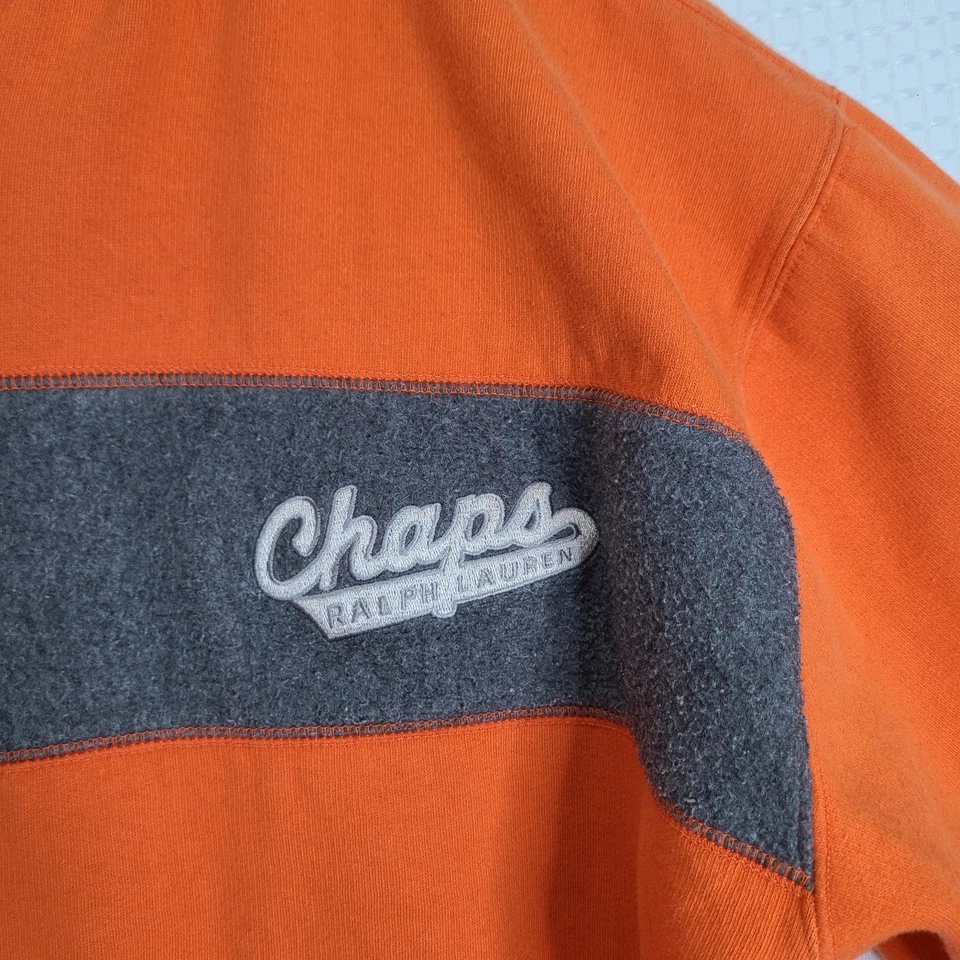 Sudadera con capucha Chaps Ralph Lauren para hombre Lg naranja con cremallera *UWD encogida Foto 3 de 4