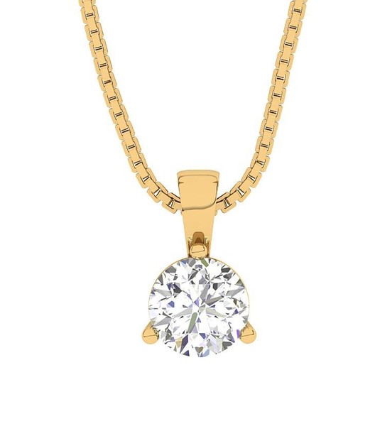 VS F 1.50-2.00-2.50 Carat Lab Grown Diamond Solitaire Pendant Necklace 14K Gold