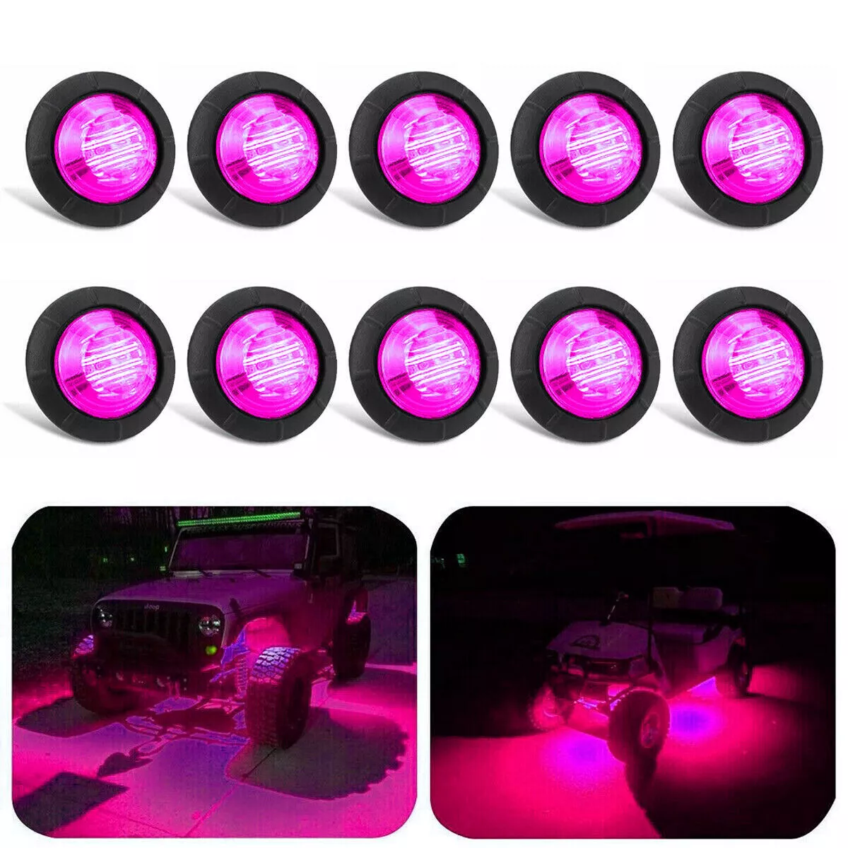 10 Purple Pink LED Rock Light Under Body Trail Lights For JEEP