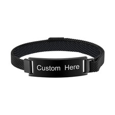 Personalised Medical Alert Bracelet Stainless Steel Customised Engraved ID Name