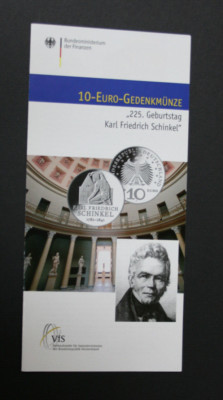 VfS Flyer zur 10 Euro Gedenkmünze 2006  '' Karl Friedrich Schinkel ''  ohne Münze