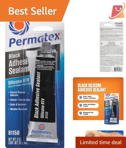 All-Purpose Waterproof Black Silicone Sealant, 3 oz. Tube for Indoor/Outdoor