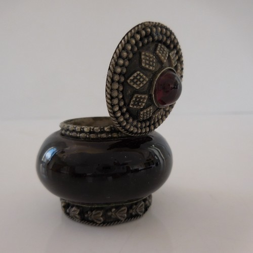 Jewelry Box Silver Ruby Porcelain Oriental Art Nouveau Art Deco - Picture 6 of 12