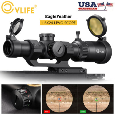 1-6x24 LPVO Rifle Scope Dual-Illuminated R16 MOA Reticle Optic Gun Hunting Scope