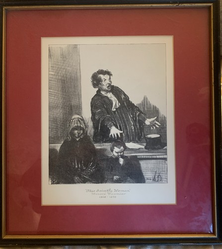 Honore Daumier Lithographie DIESE HEILIGE FRAU 1808-1879 gerahmt 14/1/4" x 15 1/2"