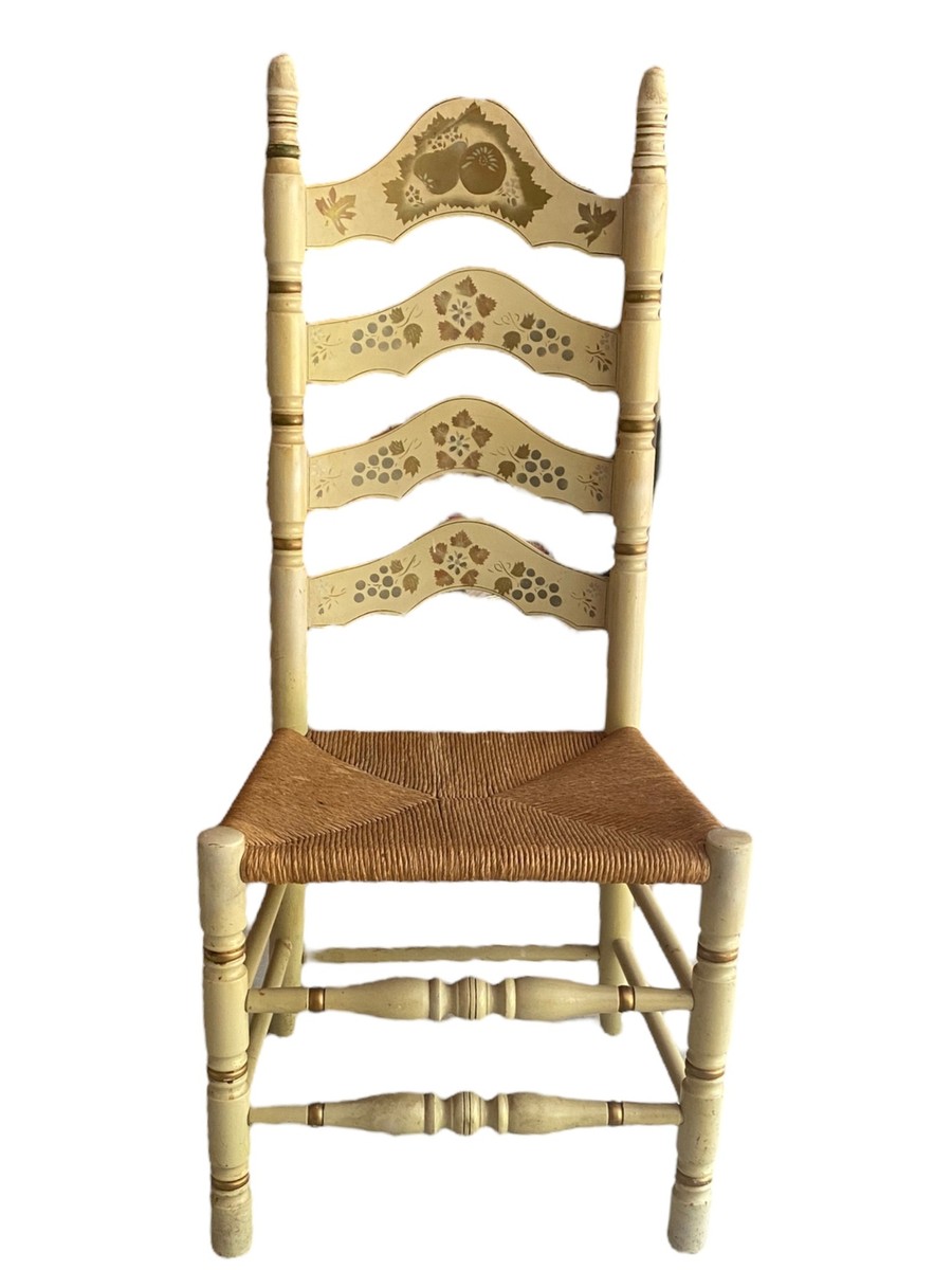 High LadderBack Hitchcock Harvest Hand Painted Style Chair w/ Rush