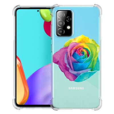 (Watercolor Rose)ShockProof TPU phone case cover(Clear)for Samsung Galaxy  A52 5G