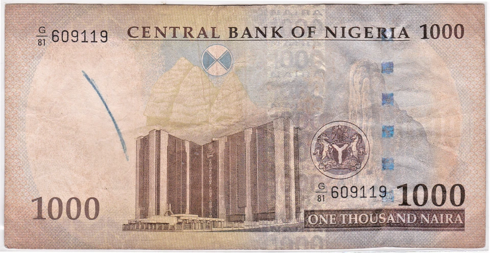 Mazuma *F2175 Nigeria 2010 1000 Naira G/81 609119 VF - Image 2 of 2