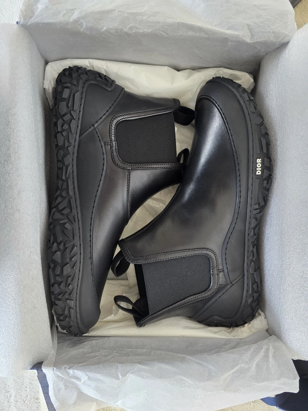 Bottes Chelsea en cuir Dior, 44,5 Eu