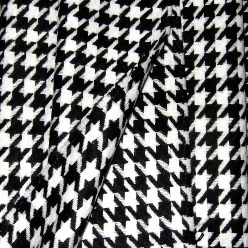 VESTE D'HIVER EN TISSU ACRYLIQUE LOURD SUPREME BIG HOUNDSTOOTH NOIR BLANC 44'W