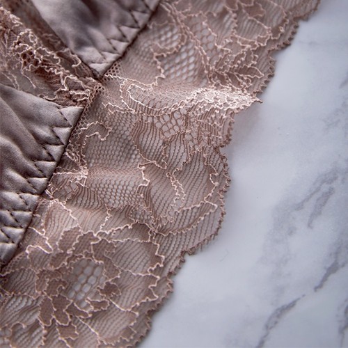 Lady 100% Silk Triangle Bralette Bra Soft Cup Lace Splice Top Lingerie Wire Free - Picture 11 of 14