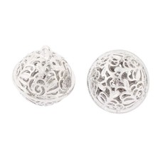 2Pcs 27mm Dia Hollow Silver Metal Christmas Ring Jingle Bells Ornaments Out Tone