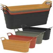 Herb Pots with Handles Plastic Flexi Planter Flower Box In/Outdoor Patio Troughs